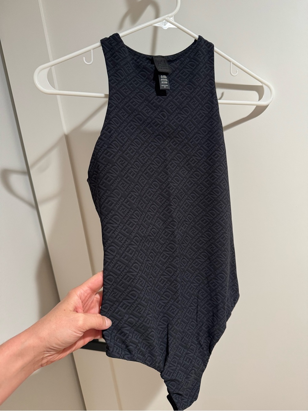 Fendi Black Embossed Logo Racerback Bodysuit